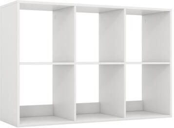 Costway 6 Cube Bookshelf with Back Guardrail for Living Room Bedroom-White