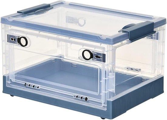 Famanu Opvouwbare Transparante Opbergbox met Deksel en Wielen, Stapelbaar, Solid