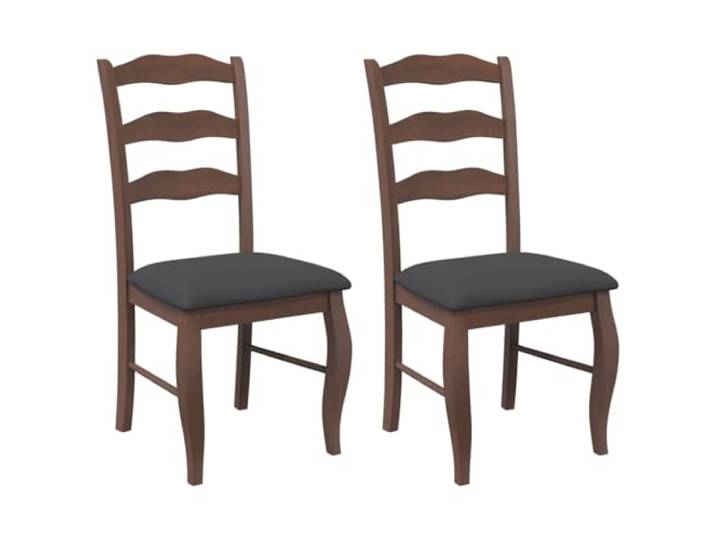 HKLGBVCR Esszimmerstühle mit Kissen, 2 Stück, Massivholz, Braun Gummibaumholz, inklusive Kissen, ergonomische Rückenlehne, Esszimmer, Wohnzimmer