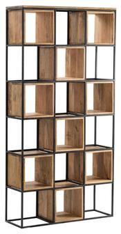 Crestview 77 in. Brown Solid Wood 6 Shelf Etagere