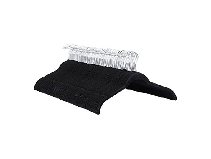 Amazon Basics Kleiderbügel für Hemd/Kleid, mit Samt überzogen, 100er-Pack, Schwarz