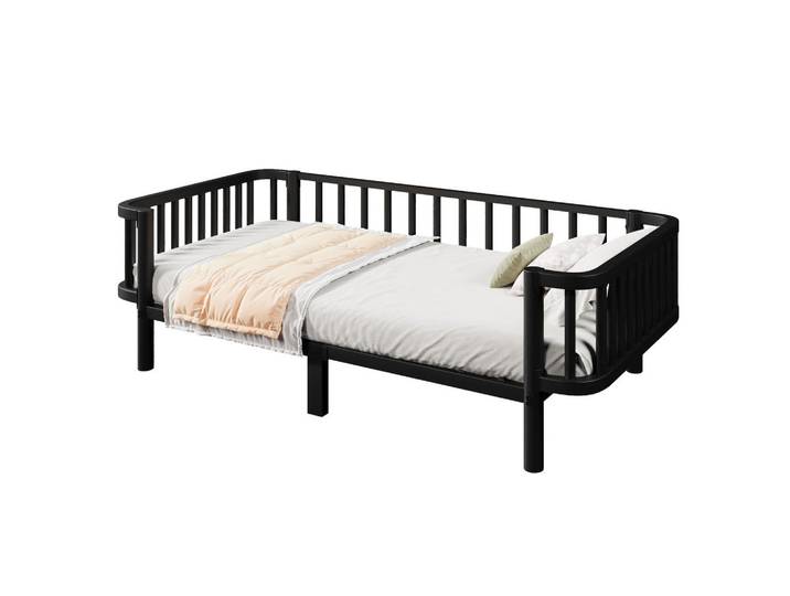 Komhtom Tagesbett 90 x 200 cm, stabiles Lattenrost aus Stahl, Schwarz, Metall, Mode, 90x200 cm, Schlafzimmer, Betten
