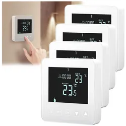 Casativo Wand Thermostat für Fussbodenheizung, Touch-Tasten, LCD-Display, programmierbar, 4er-Set, Thermostat, Weiss