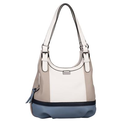 Shopper TOM TAILOR "JUNA", Damen, Gr. B/H/T: 31cm x 33cm x 14cm, blau, Lederimitat, gepflegt, mehrfarbig, Taschen Shopper, mit schicken Zierschnallen