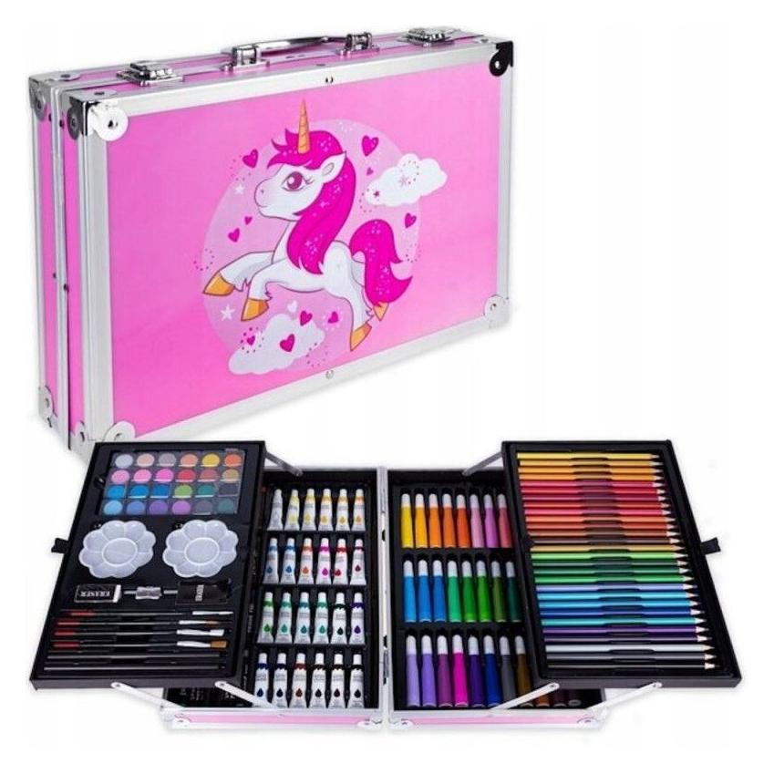 iLike Toys Stationery Art Set for Kids 145pcs Creative Drawing Kit Pink Case (ILIKE)