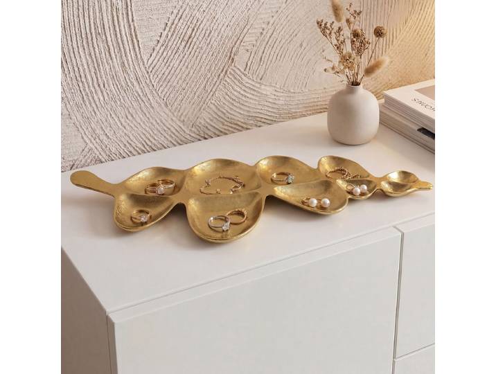 Bol décoratif feuille type B 18 x 3 x 61cm Doré/Doré