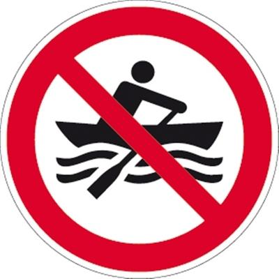 Schild Muskelbetriebene Boote verboten ISO 20712-1, Alu, Ø 400 mm