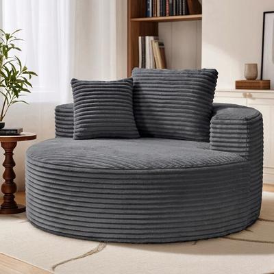 Kodotan sofa "50"" Oversized Round Chair Lounge Chaise Indoor, Modern Upholstered Cloud Circle Chair with Deep Seat, No Assembly Required"