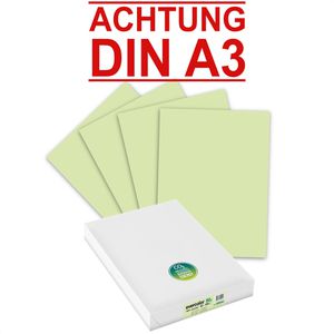 Clairefontaine Kopierpapier Evercolor 30004C, A3, Recycling, 80g/qm, hellgrün, 500 Blatt