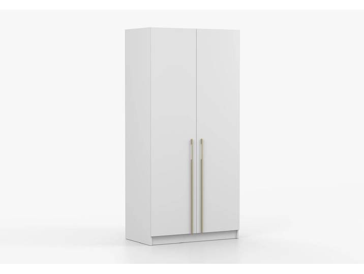 Drehtürenschrank ROSA 2D 100 cm Weiß Weiß Gold