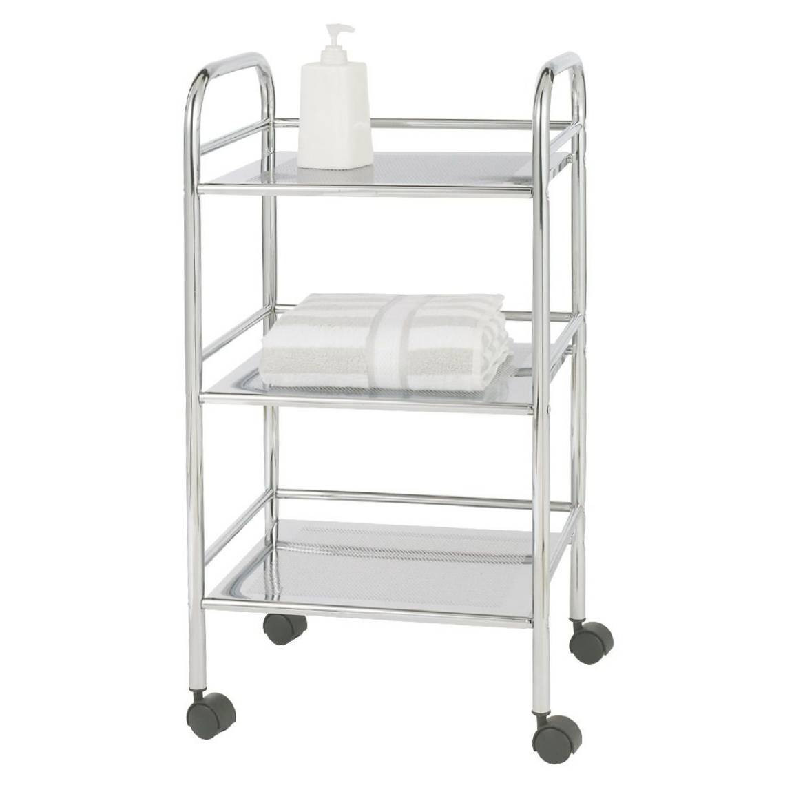 WENKO Badkamer trolley chroom 3 laags, zilver, B: 32 cm, D: 75 cm, H: 41 cm