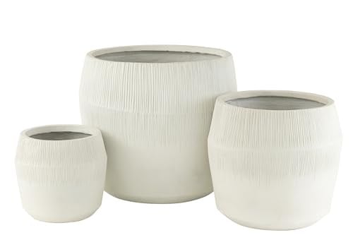 J-Line Set van 3 witte tabletop bloempotten