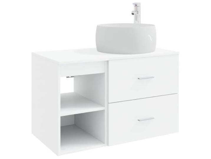 PUGYNBK Badezimmermöbel-Set, 2 Stück, weiß, aus technischem Holz Wandmontage, Schminktisch mit Schrank und Schubladen, Waschbecken und Armaturen anpassbar
