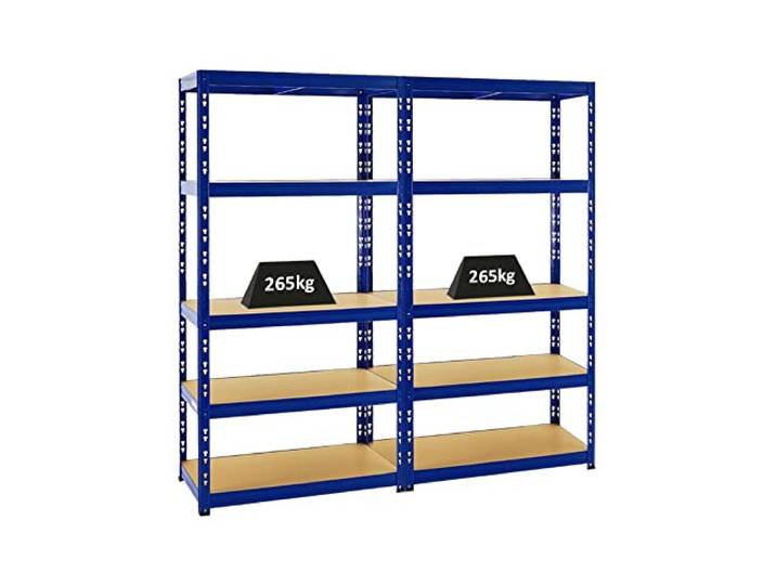 Spar Deal 2er Set Schwerlastregal Tiger Blau HxBxT 180x90x45 cm Fachlast 265kg Kellerregal Lagerregal Metallregal