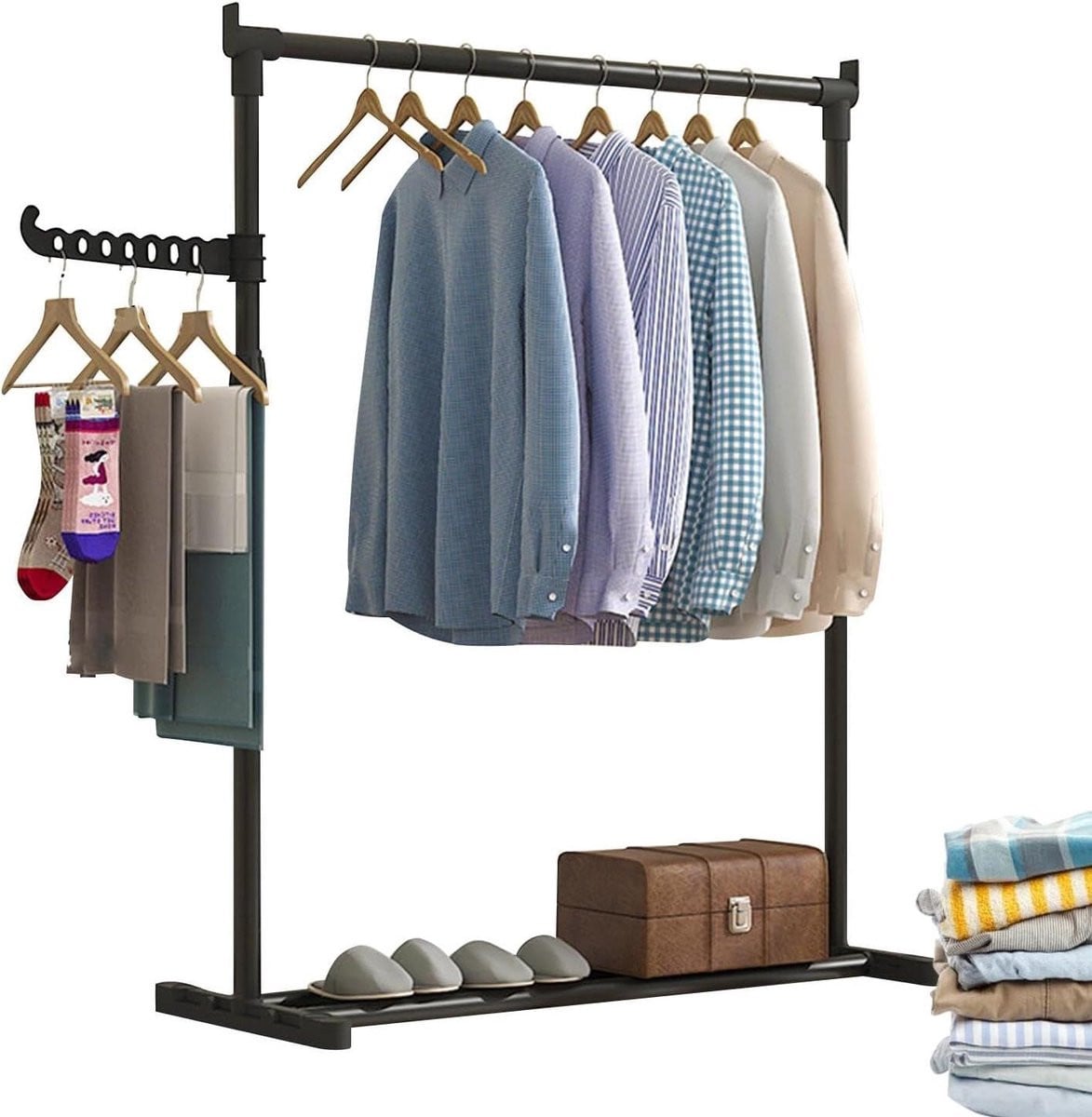 Stevig stalen kledingrek - Garderobe organizer voor het opbergen van kleding - 68 cm