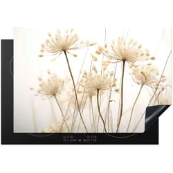 HERDABDECKPLATTE Blumen - Weiß - Sonnenlicht Ceranfeldabdeckung 78x52 cm