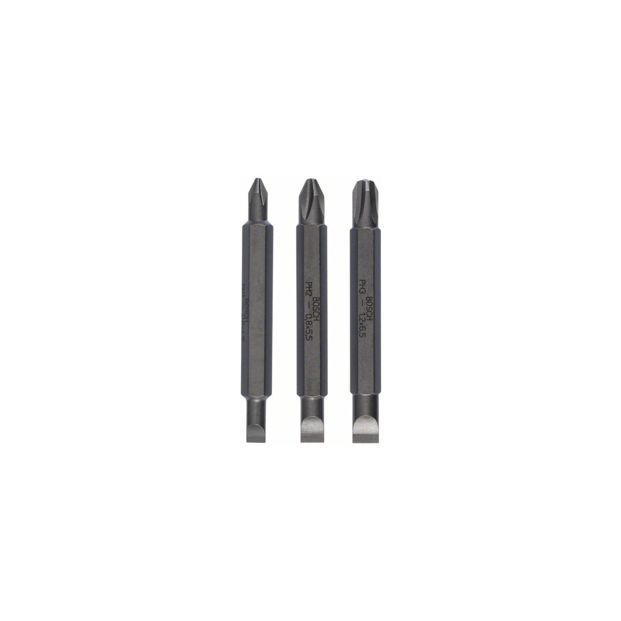 BOSCH Doppelklingenbit-Set 3-teilig S0,6x4,5 PH1 S0,8x5,5 PH2 S1,2x6,5 PH3,60mm (2607001746)