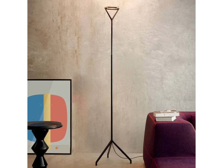 Design vloerlamp Lola, dimbaar, zwart, Woon-/ Eetkamer, Aluminium, Design, vloerlamp