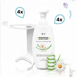 Blanc HYGIENIC SET: Feuchttuch aus der Flasche 4x300 ml + 4x Wandhalterung, Intim Reinigungs- & Pflegeschaum