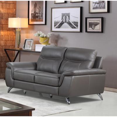 "Cortesi Home Chicago Genuine Leather Loveseat, Brown 66"""