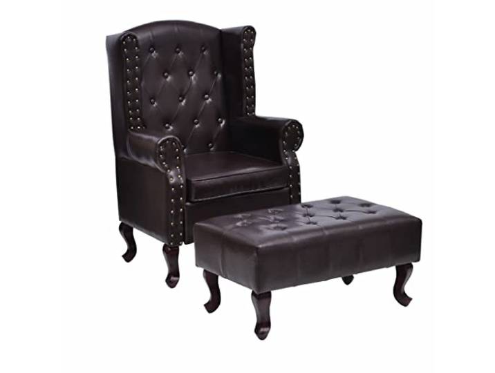 vidaXL Sessel mit Fußhocker Dunkelbraun Kunstleder