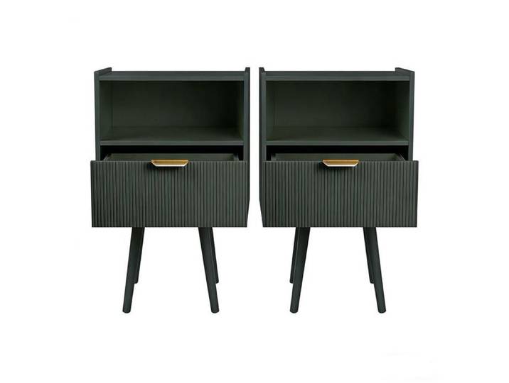 Table de chevet en Bois DHHOZAMZ Lot de 2 table de nuit avec 1 tiroir 1 niche 40x30x66 cm noir