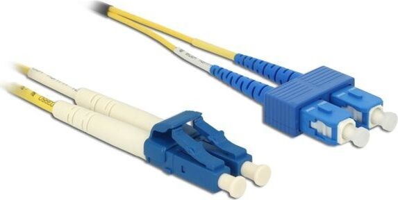 Delock Glasvezelkabel LC single-mode naar SC single-mode, Duplex, 5 meter, Geel