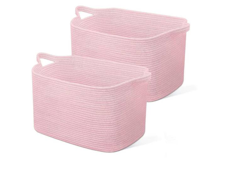 Wäschekorb 2-teiliges Set Hellrosa, Rosa, 55x38x30 cm, Haushalt & Reinigung, Wäschepflege, Wäschekörbe & Wäschetonnen
