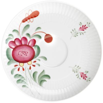 Untertasse SELTMANN WEIDEN "Amina Ostfriesenrose", weiß (rot, weiß, grün), H:1,9cm Ø:16cm, Porzellan, Speiseteller, Kombinierbare Untertasse für: Kaffeetasse, Teetasse 0,22 l, Becher