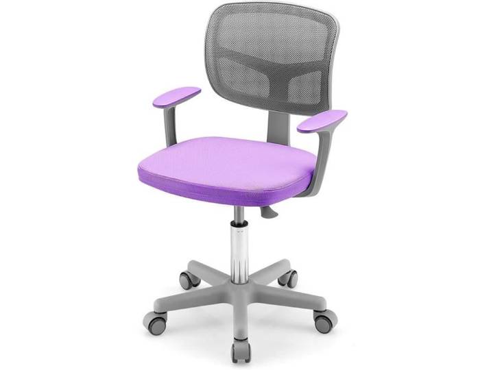 GOPLUS Chaise de Bureau Enfant avec Dossier Ergonomique Hauteur Réglable Siège Pivotant à 360° pour Chambre d'Enfant Mauve