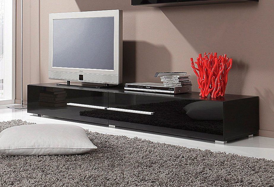 Lowboard HÖLTKEMEYER "Aqua", schwarz (schwarz, schwarz), Sideboards, Lowboard, TV-Board, TV-Schrank, Breite 180 cm schwarz, schwarz Einheitsgröße