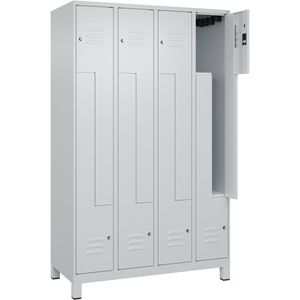 CP-Möbel Spind Classic PLUS, Z-Spind, lichtgrau, 4 Abteile, 8 Fächer, mit Füßen & Zylinderschloss, 120 x 195 cm