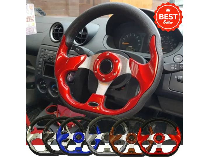 Volant universel de voiture de sport de course, 13 , 320mm, avec bouton de klaxon, en Fiber de carbone, 1 pièce