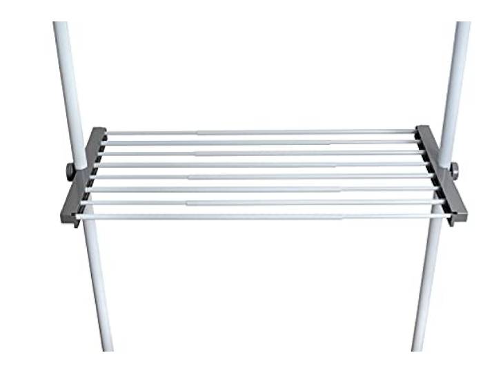 WENKO Surface de rangement téléscopique supplémentaires HERKULES Rayon étagère à vêtement extensible Dressing sur mesure Supporte 20kg Acier 73-120x42\,5x4cm Blanc