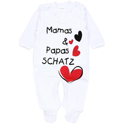 Strampler TUPTAM "Strampler Baby Strampler Set mit Spruch", Mädchen, Gr. 62, N-Gr, weiß (weiß, mamas papas schatz), Obermaterial: 100% Baumwolle CO., Overalls
