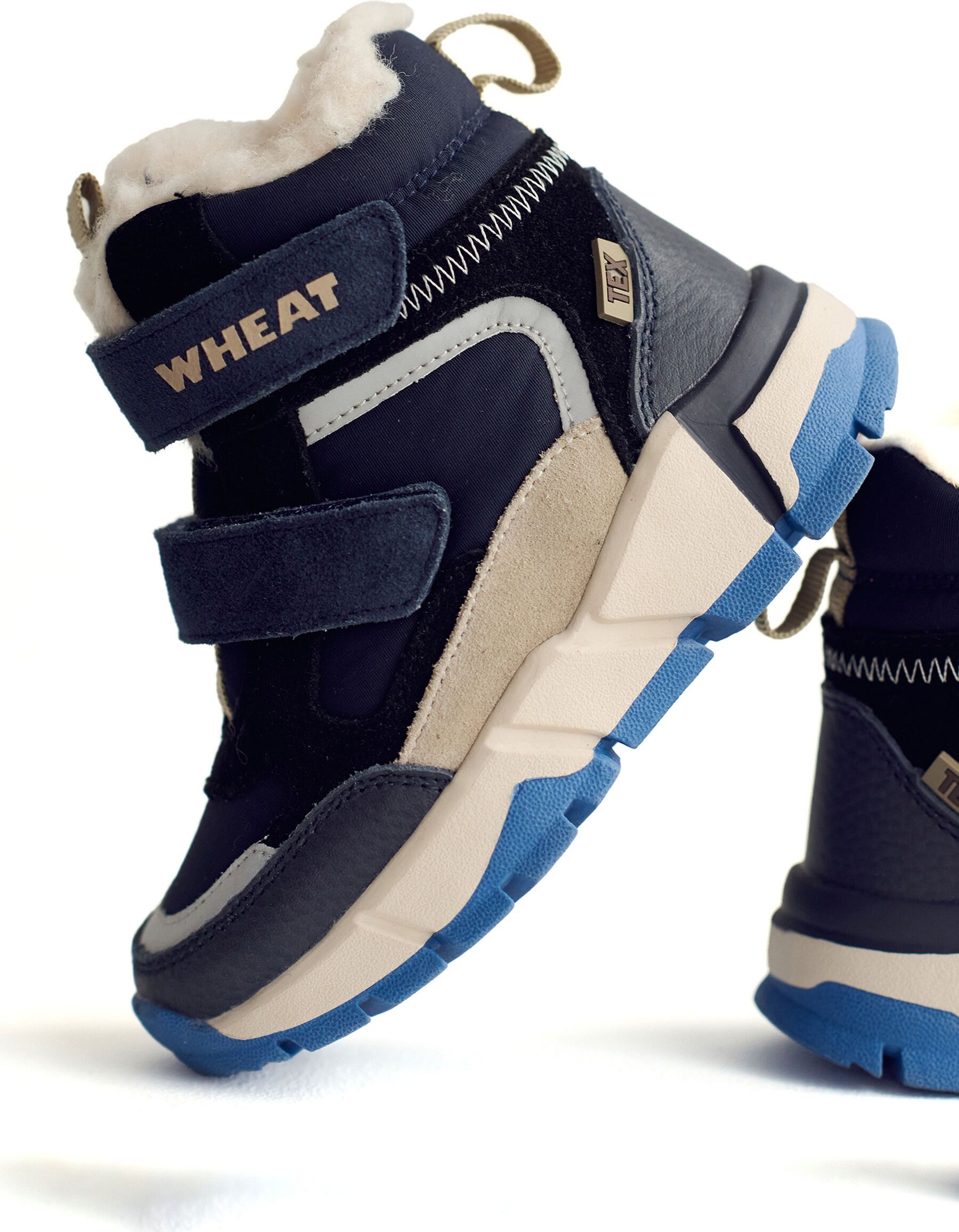 Stiefel WHEAT "WHEAT Bootie Lucka Tex", Mädchen, Gr. 33, blau, Leder, Schuhe Stiefel
