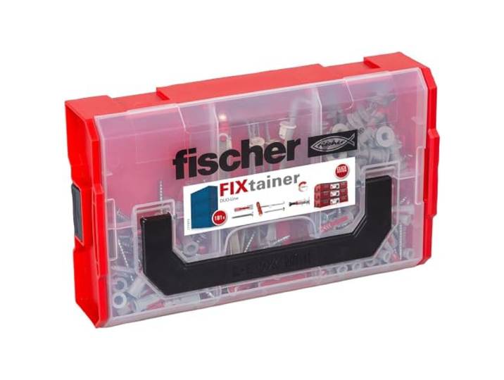 fischer 548864 FixTainer - DuoLine pluggen met schroef assortimentsbox, DuoPower universeelpluggen, DuoTec hollewandpluggen en DuoBlade gipsplaatpluggen, 181-delig