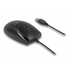 Delock 12106 Maus USB Optisch Schwarz 3 Tasten 1200 dpi Geräuscharme Tasten