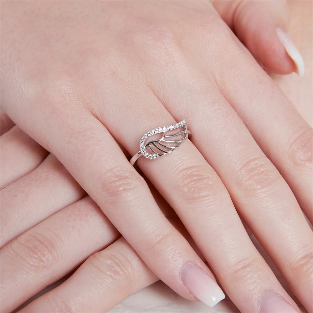 Unique Ring Flügel 925er Silber Zirkonia silber
