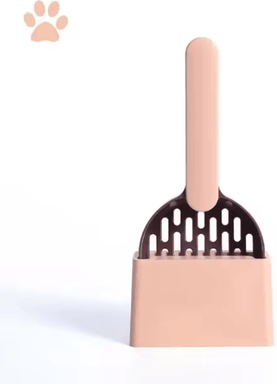 Inspire Curations Long Handle Cat Litter Scoop Set With Storage Base coffee Pink