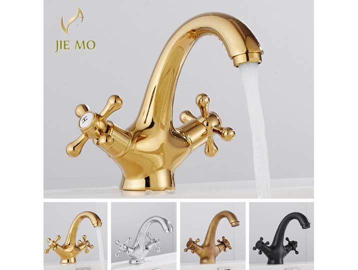 Robinet de lavabo antique plaqué or, robinet de lavabo pour salle de bain, robinet de lavabo pour eau froide et chaude, robinet de lavabo rétro pour comptoir