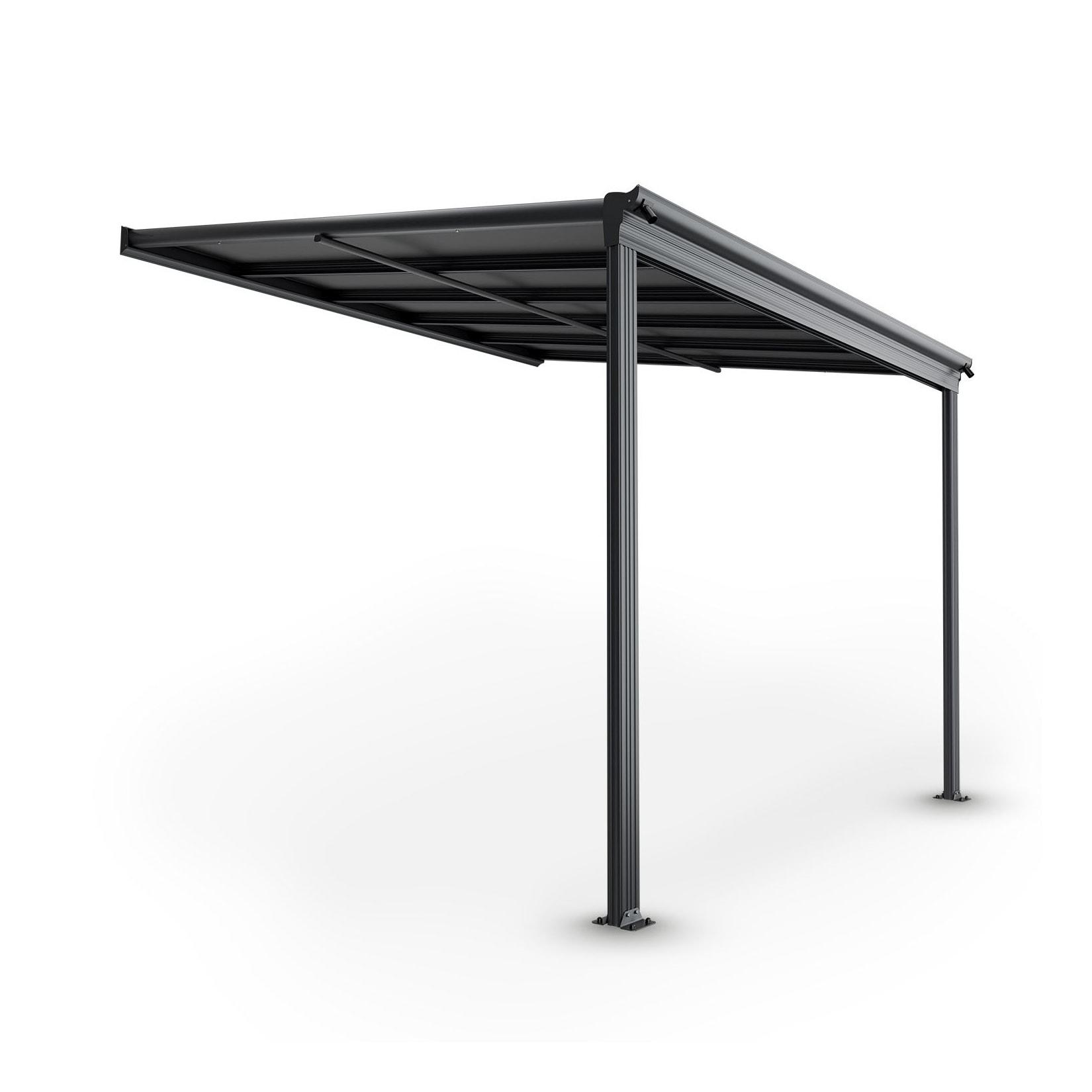 Juskys Terrassendach Borneo 3x3 m Aluminium mit Doppelstegplatten Terrassenüberdachung Anthrazit