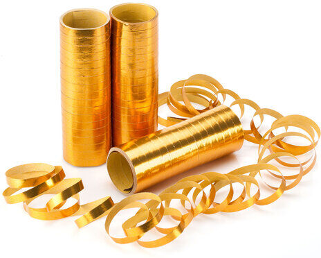 Luftschlangen "Metallic", gold, 3 Stück