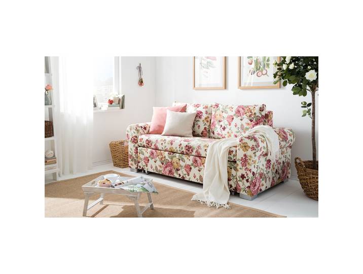 Canapé convertible Basic Country Beige/Beige Tissu Orgesa 184cm Avec fonction couchage Maison de campagne