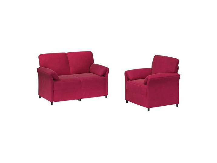 vidaXL Sofa Sofa Set 2 stk. Weinrot Samt, 2 Teile