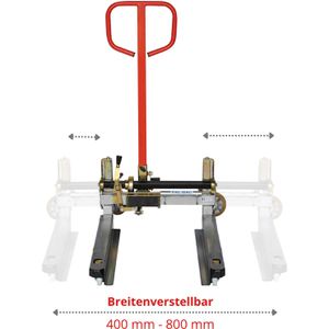 Manuvit Hubwagen Palbac, Tragkraft 1000 kg, Gabelhubwagen, Rollen PU / PU, Gabellänge 825 mm