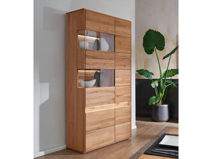 Vitrine links 103x207cm 'Berlin' Kernbuche geölt