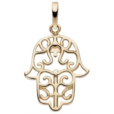 Kettenanhänger JOBO "Anhänger Fatimas Hand", gold (gelbgold 333), Schmuckanhänger, Damen, Gelbgold 333, Kettenanhänger, 333 Gold