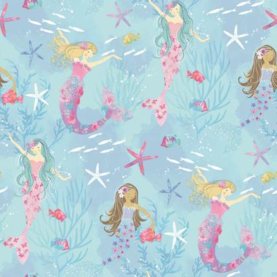 Galerie Wallcoverings Tiny Tots 2 Mermaids Non-woven Glittery Wallpaper Roll