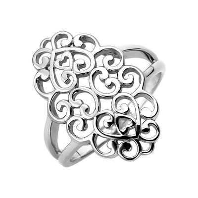 Fingerring JOBO Gr. 64, silber (silber 925), Fingerringe, Damen, 64, Silber 925 (Sterlingsilber), Fingerring, 925 Silber mit breitem Kopf